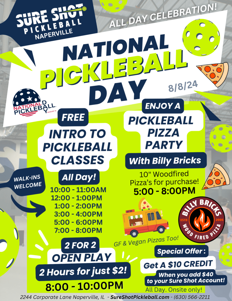 National Pickleball Day Pickleball Pizza Party at Sure Shot Pickleball Naperville IL