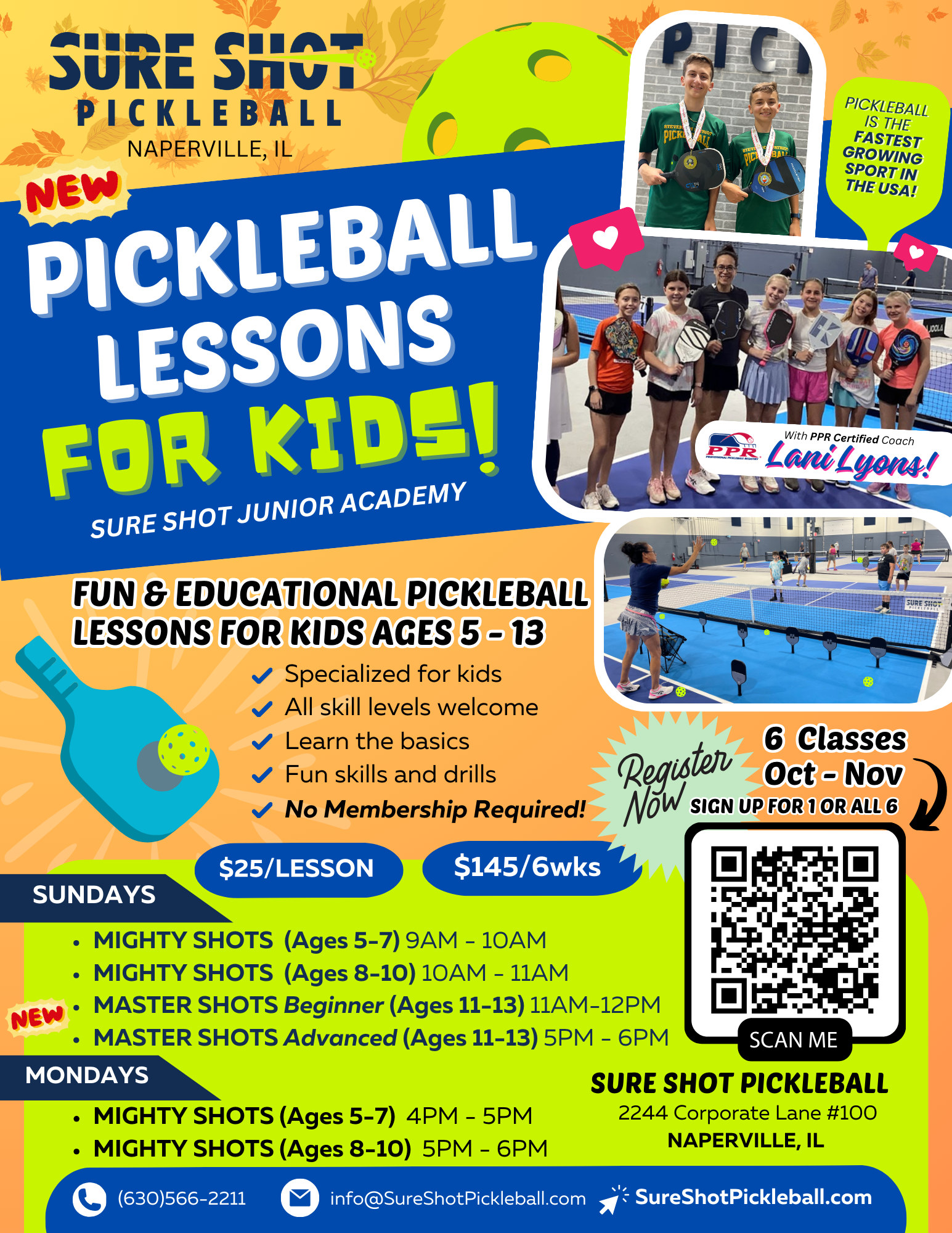 Fall Junior Academy Pickleball Lessons for Kids Sure Shot Pickleball Naperville IL