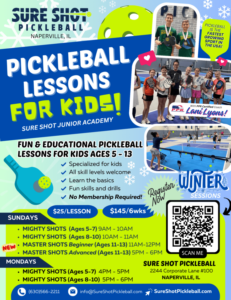 Pickleball Lessons for Kids at Sure Shot Pickleball Naperville Illinois