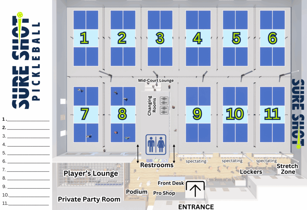 Sure Shot Pickleball Courts Layout Facility Map