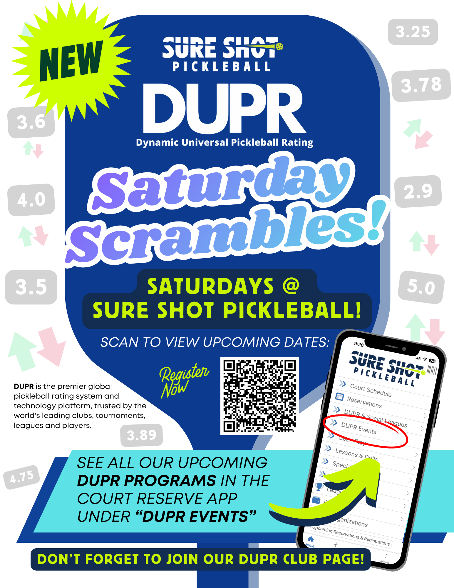 DUPR Saturday Scrambles at Sure Shot Pickleball