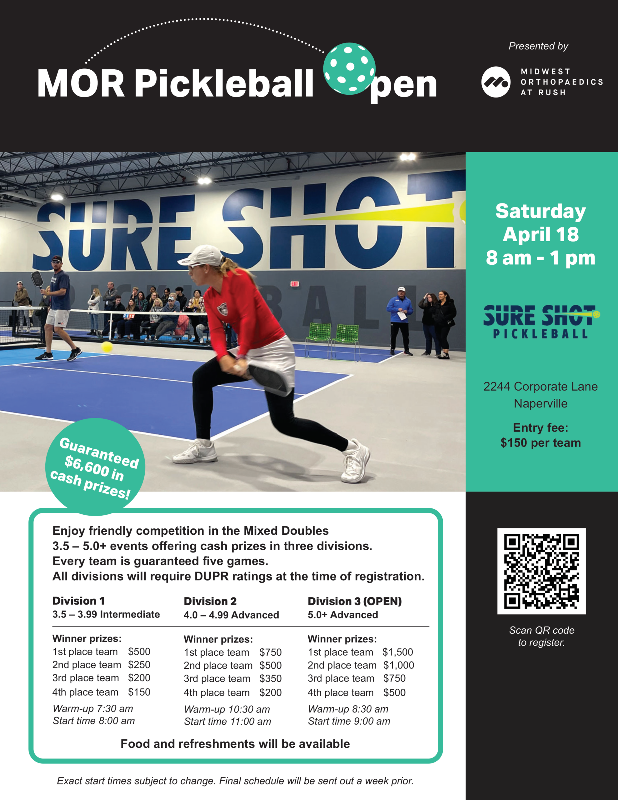2026 MOR Open Tournament Sure Shot Pickleball Naperville Illinois