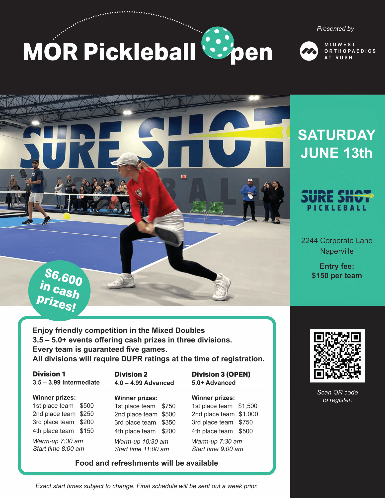 MOR Pickleball Open Sure Shot Pickleball 206 Naperville IL