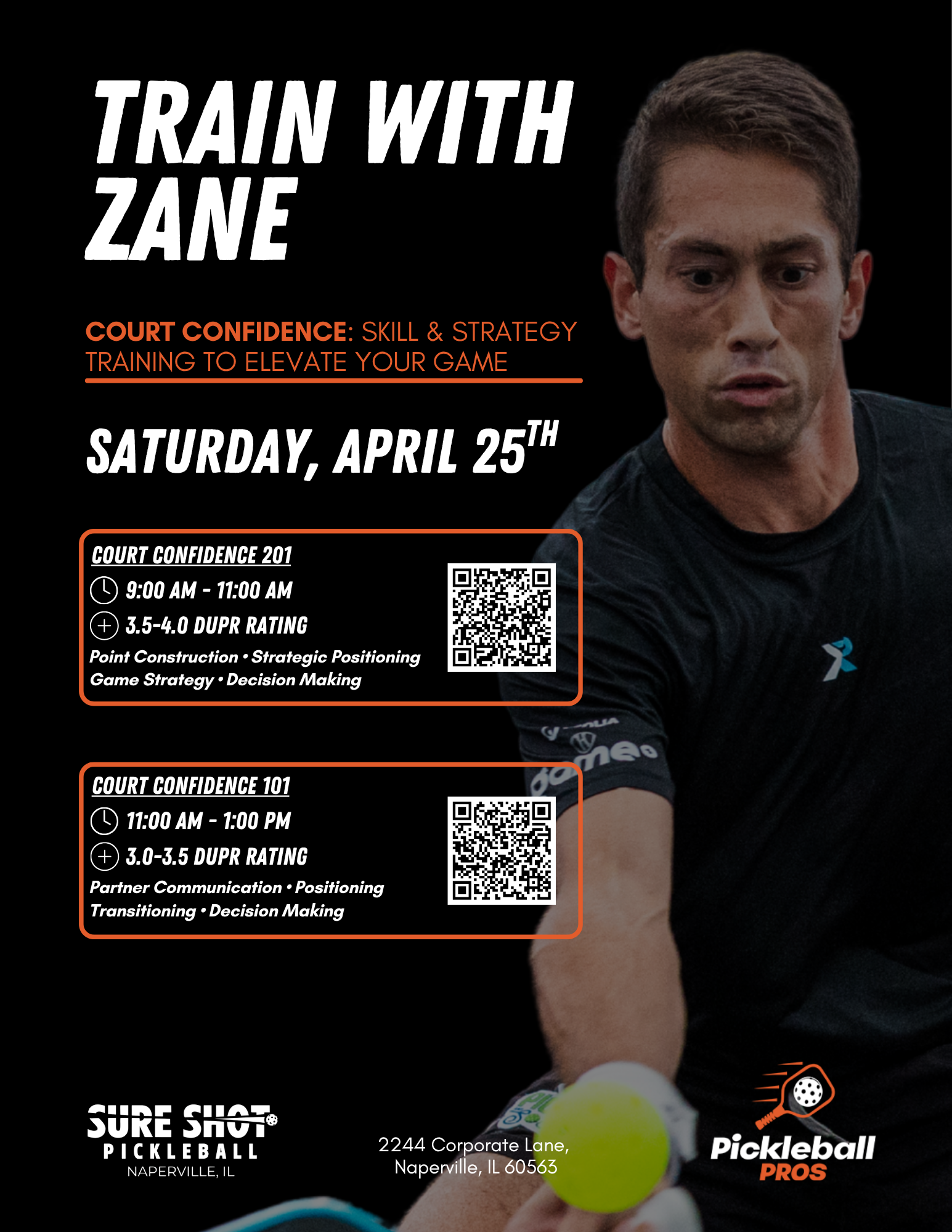 Zane Navratil Sure Shot Pickleball Clinic Naperville IL