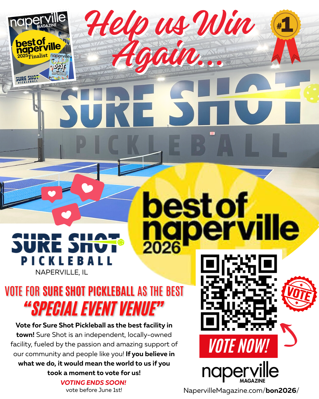 Sure Shot Pickleball Best of Naperville Magazine 2026 special events corporate event venue