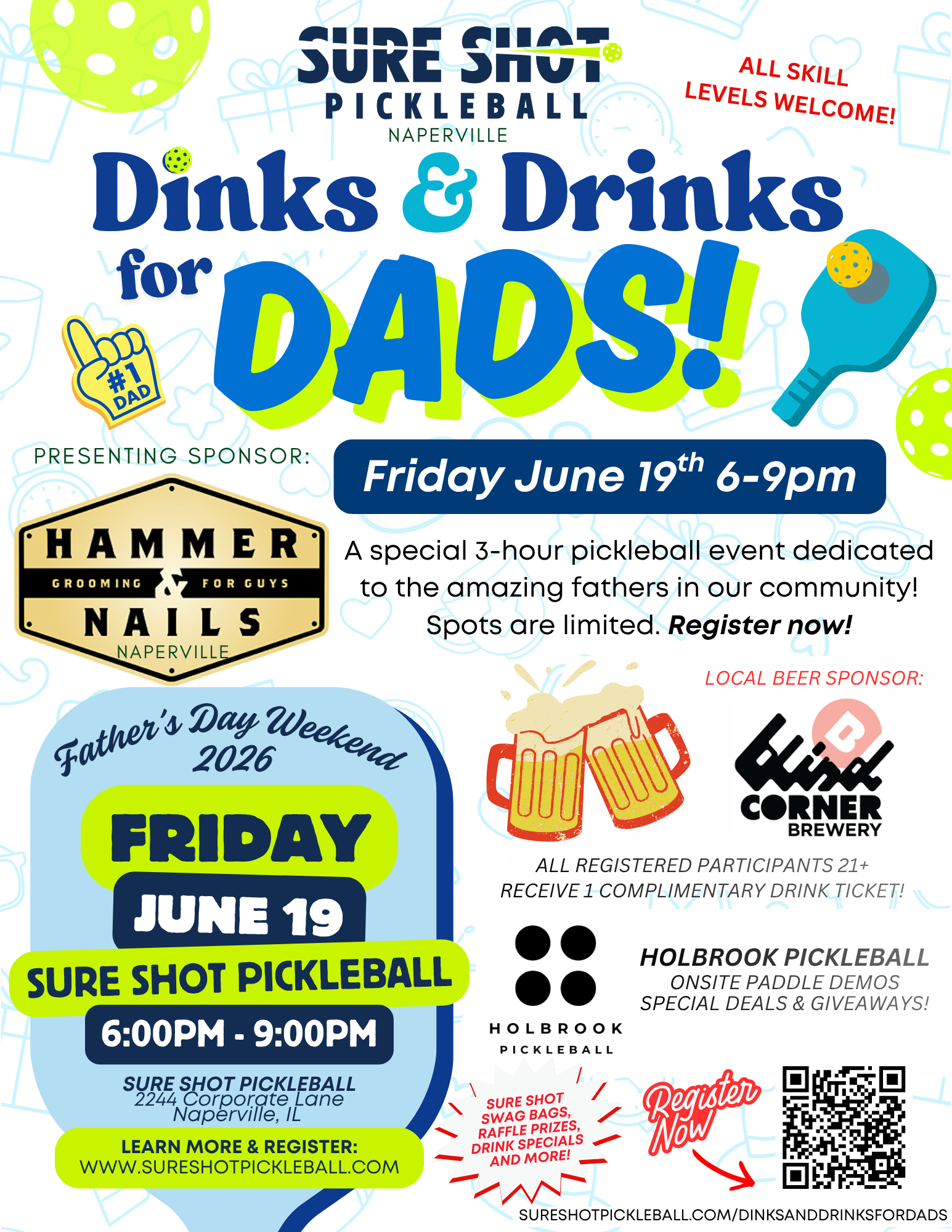 Sure Shot Pickleball Dinks and Drinks for Dads 2026 Naperville, IL Sure Shot Pickleball Dinks and Drinks for Dads 2026 Naperville, IL