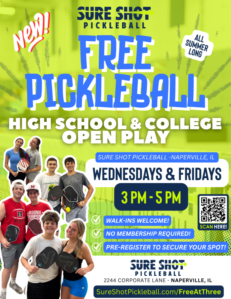 Free Open Play High School College Sure Shot Pickleball Naperville IL