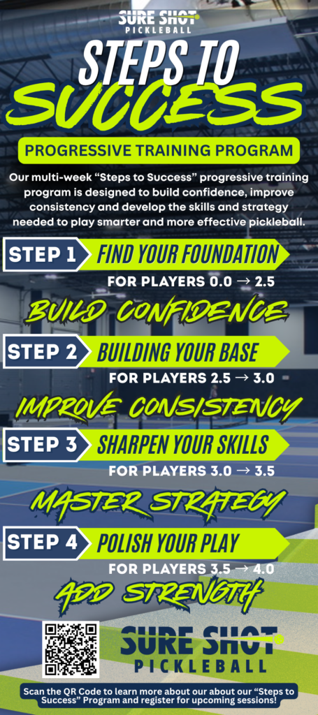 Steps to Success Progressive Training Program Sure Shot Pickleball Naperville Illinois