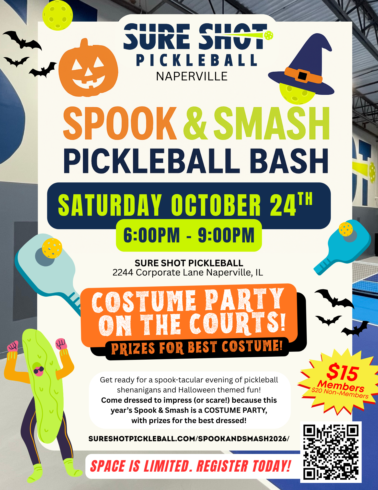 sure shot pickleball spook and smash pickleball bash Halloween party Naperville illinois